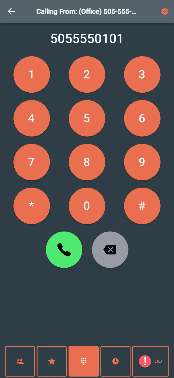 Mobile business phone view for contractor calls.